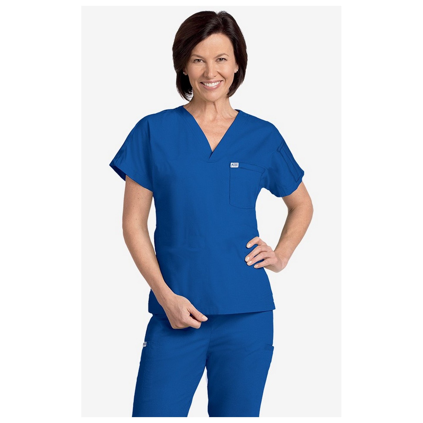 MOBB Unisex V-Neck Scrub Top (Women's View) - Royal Blue (RO)