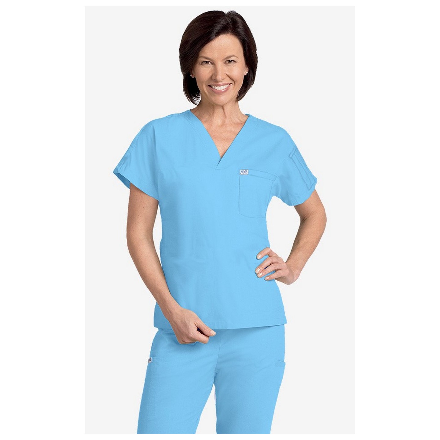 MOBB Unisex V-Neck Scrub Top (Women's View) - Sky Blue (SB)