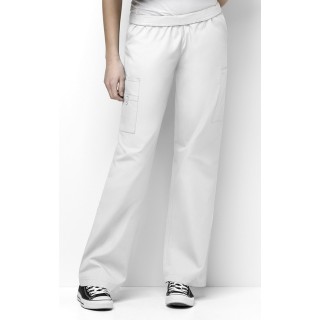 5016 WonderWink Origins Quebec Elastic Waistband Scrub Pants - White