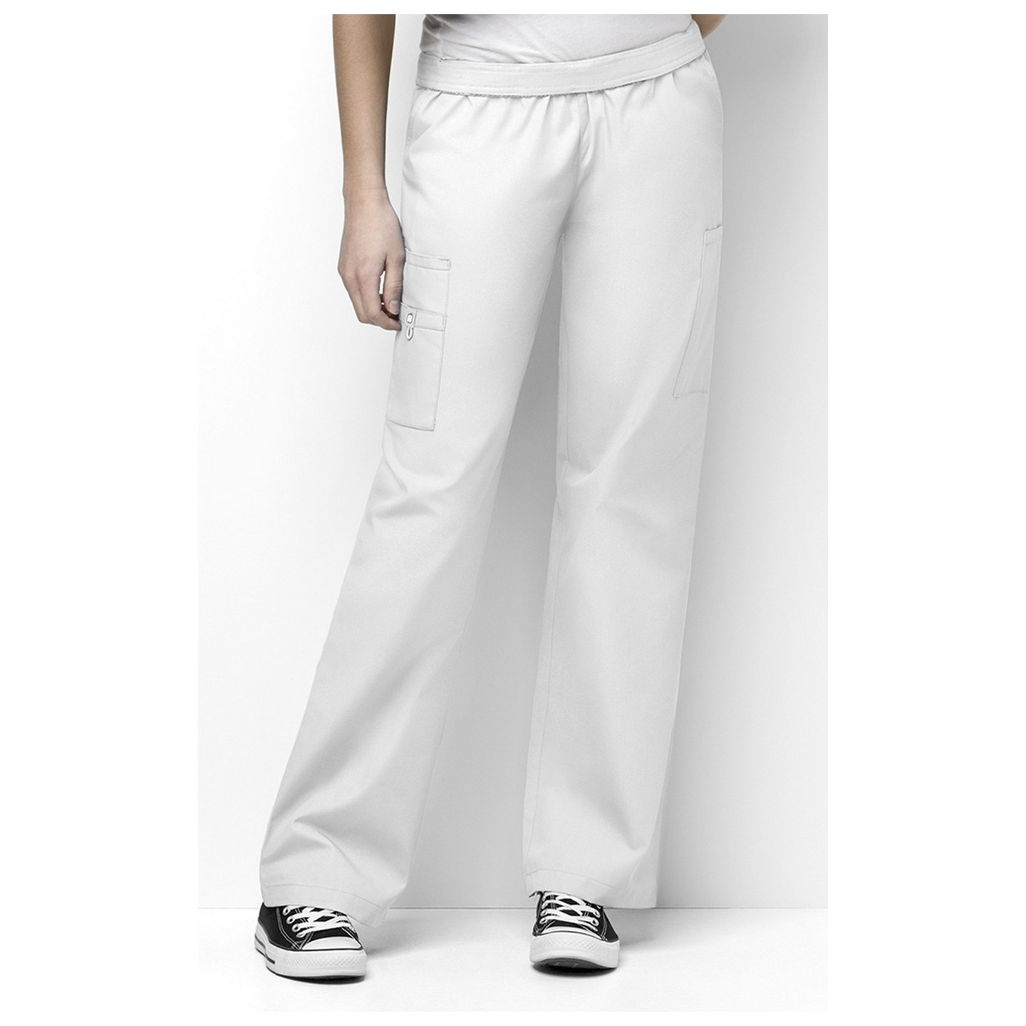 5016 WonderWink Origins Quebec Elastic Waistband Scrub Pants - White