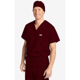 MOBB Unisex V-Neck Scrub Top (Men's View) - Burgundy (BU)