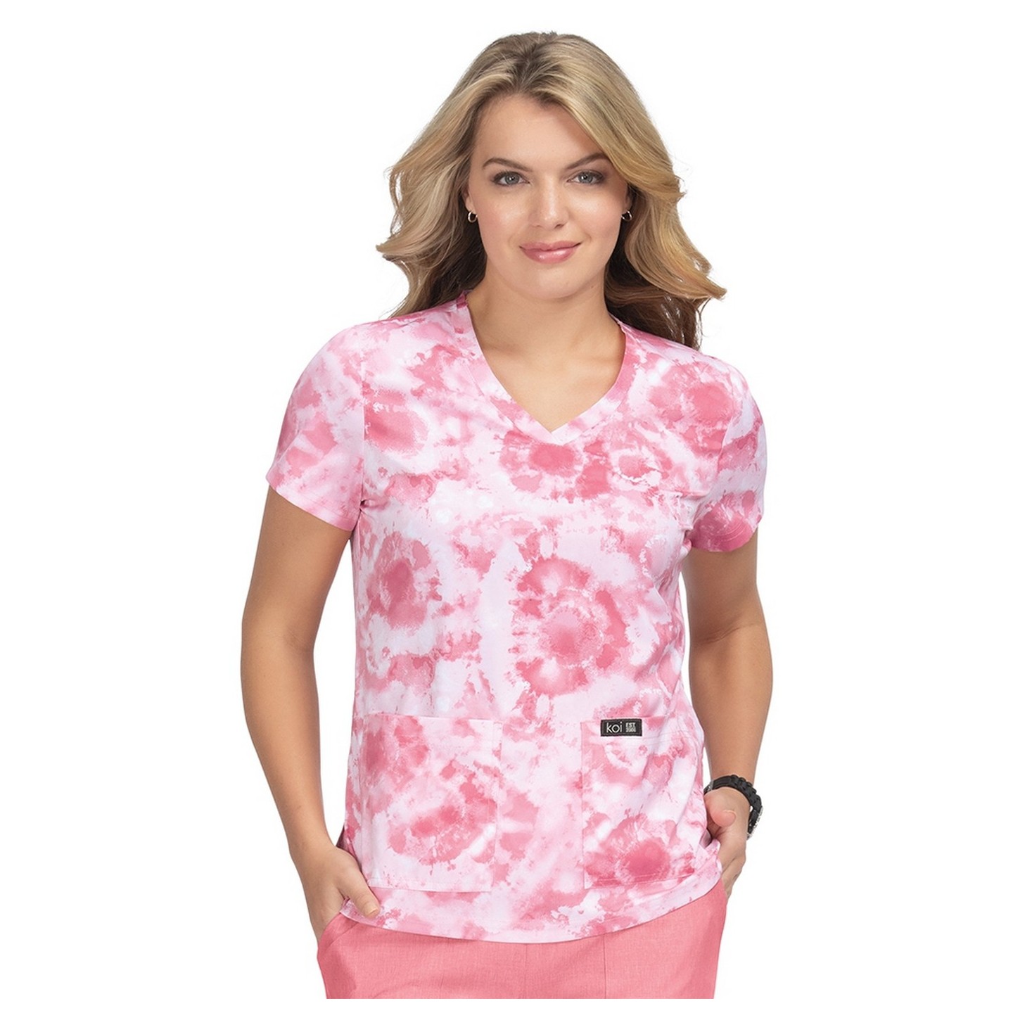 384PR koi Basics Leslie Print Top - Dreamscape Pink
