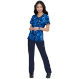 1049PR koi Lite Stretch Raquel Mock-Wrap Print Top - Camo Visions