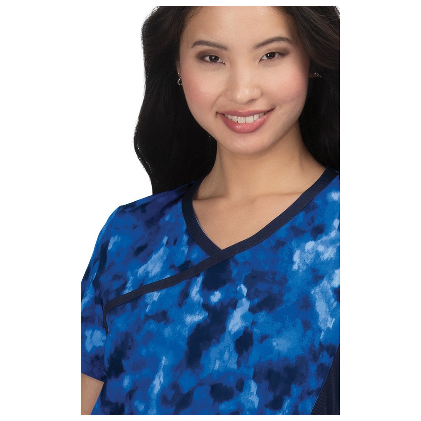 1049PR koi Lite Stretch Raquel Mock-Wrap Print Top - Camo Visions