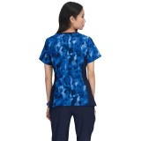 1049PR koi Lite Stretch Raquel Mock-Wrap Print Top - Camo Visions