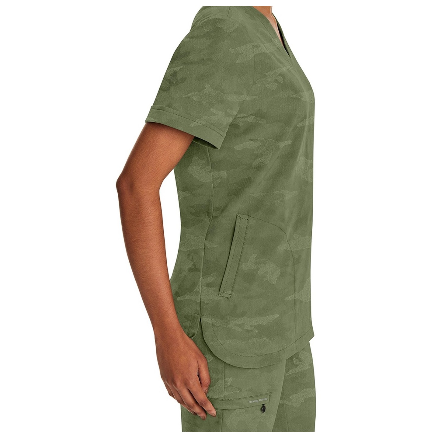 2353 Healing Hands Joy V-Neck Camo Top