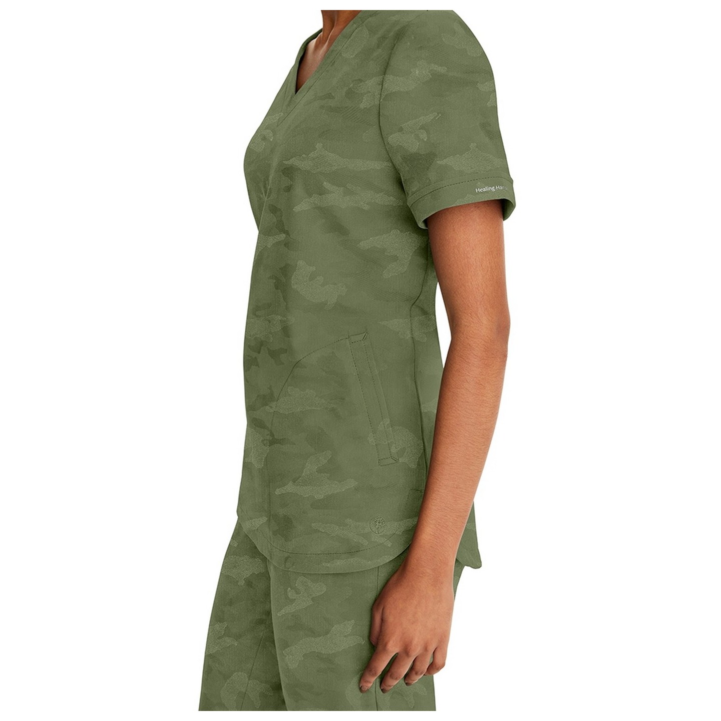 2353 Healing Hands Joy V-Neck Camo Top