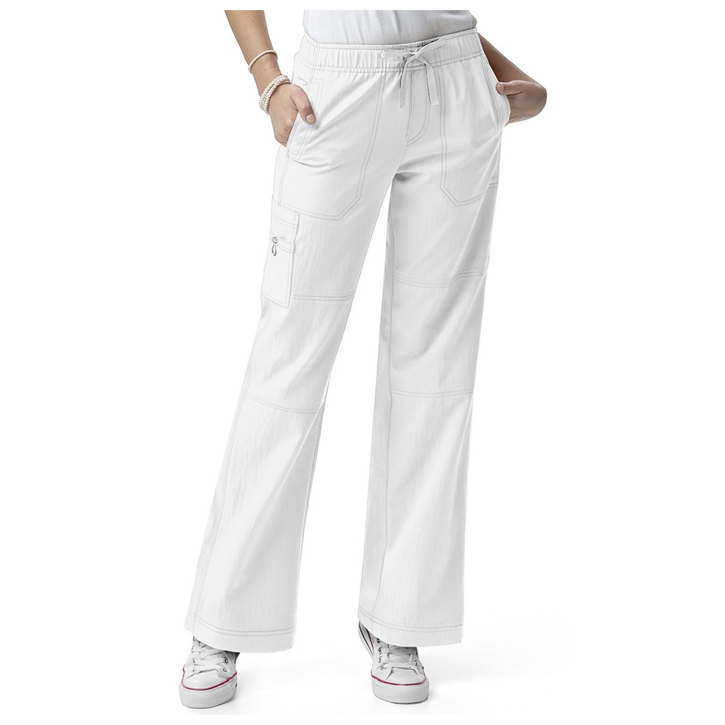 5214 WonderWink Four-Stretch Cargo Scrub Pants - White