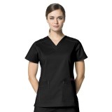 6108 WonderFlex Verity Stretch V-neck Scrub Tops - Black