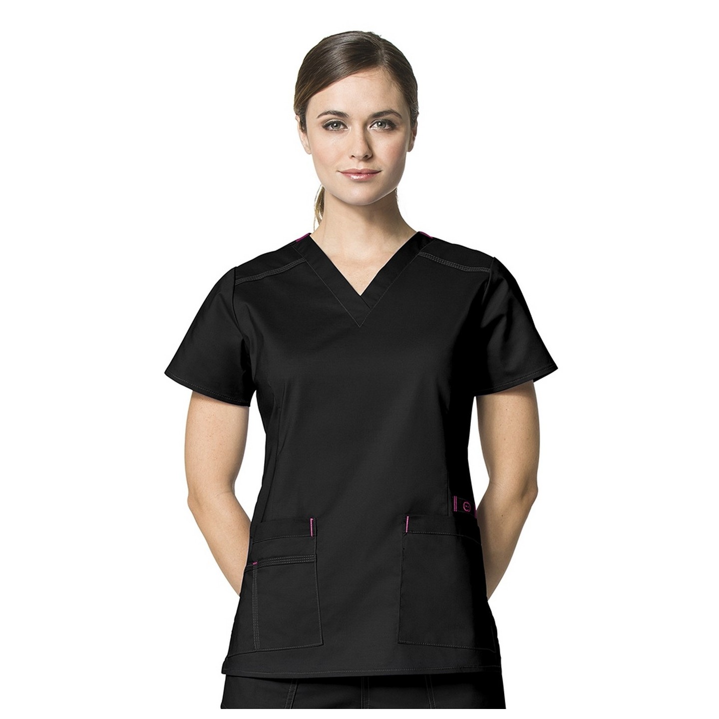 6108 WonderFlex Verity Stretch V-neck Scrub Tops - Black