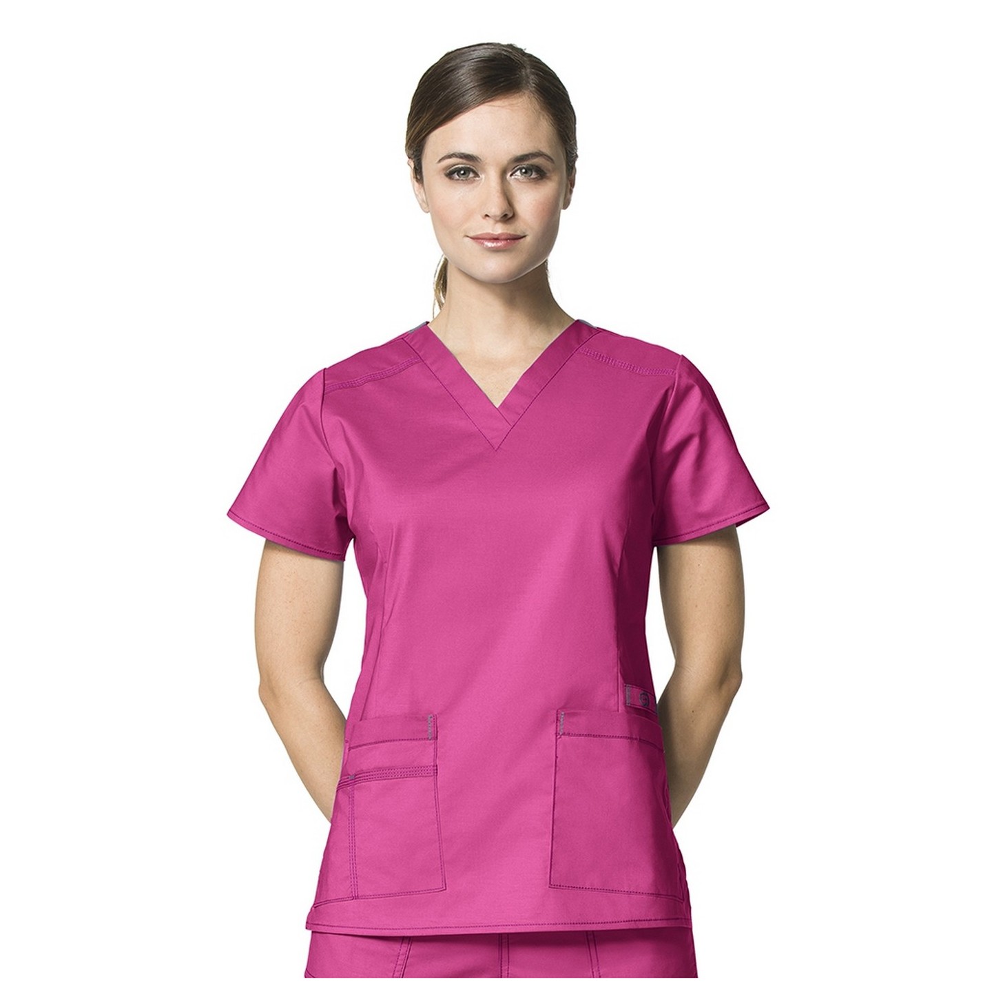 6108 WonderFlex Verity Stretch V-neck Scrub Tops - Hot Pink