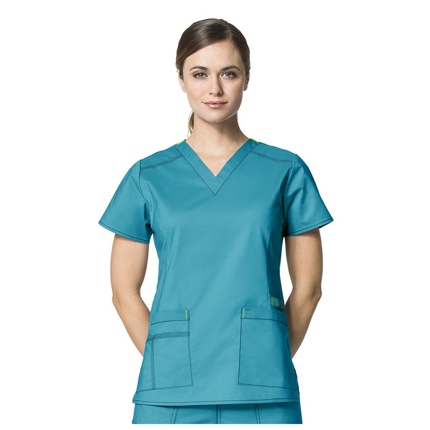 6108 WonderFlex Verity Stretch V-neck Scrub Tops - Real Teal