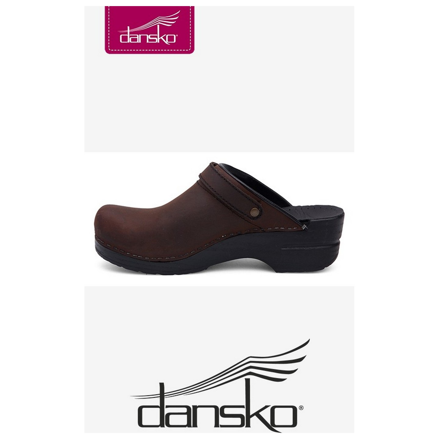 Dansko Femme Ingrid Sabots - Antique Brown Oiled Leather
