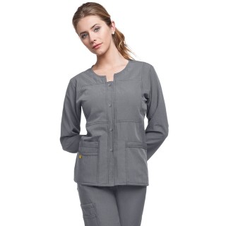 8114 WonderWink Four-Stretch Button Front Scrub Jackets - Pewter