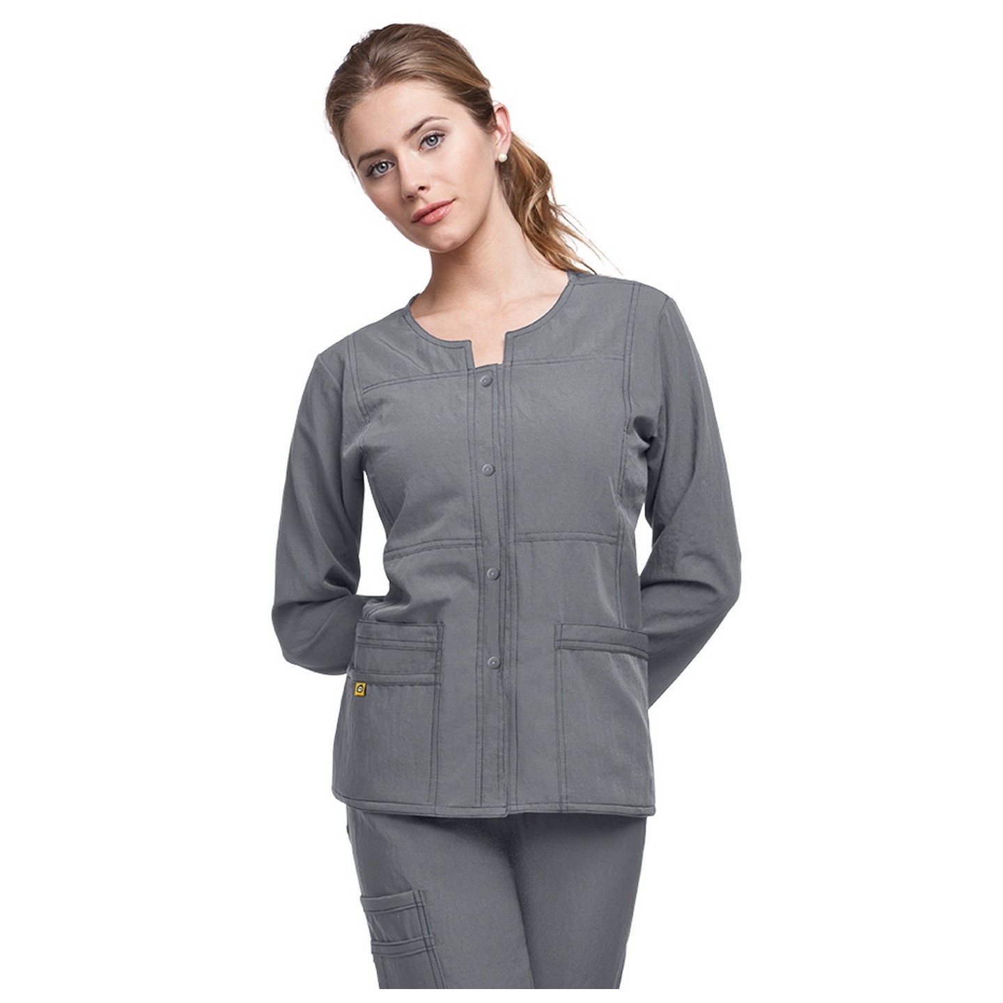 8114 WonderWink Gilet Bouton a Quatres Voies - Pewter