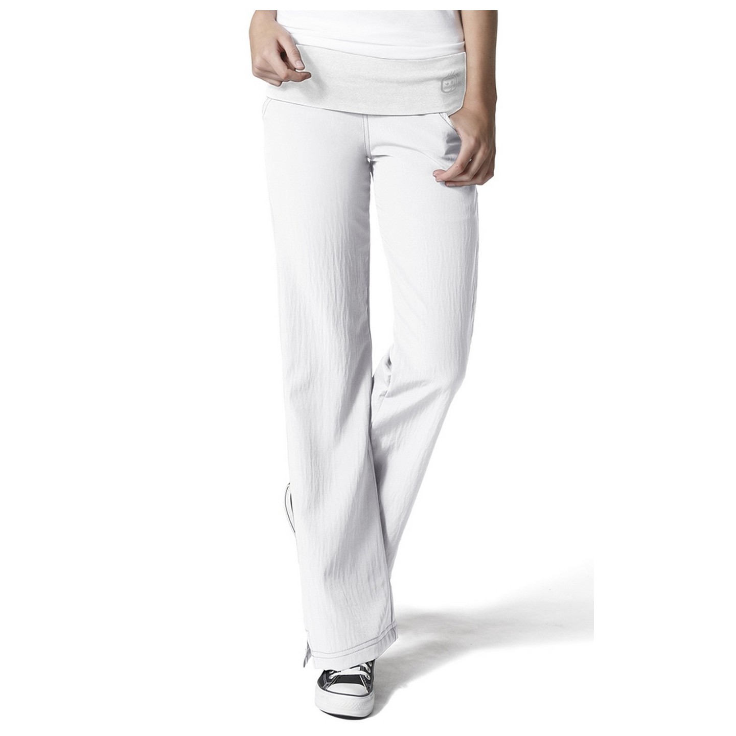 5514 WonderWink Four-Stretch Knit Waist Yoga Scrub Pants - White
