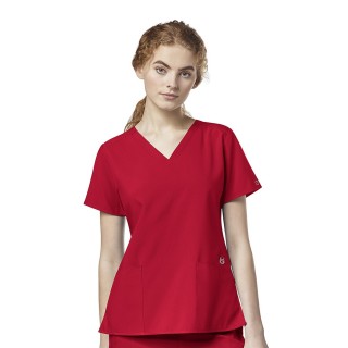 6555 W123 by WonderWink - Flex Back Stylized V-Neck Scrub Top