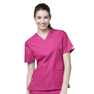 6016 WonderWink Origins Bravo V-neck Scrub Tops - Hot Pink