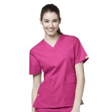 6016 WonderWink Origins Bravo – Haut d’uniforme avec encolure en V - Hot Pink