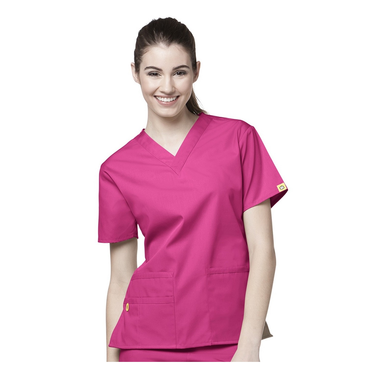 6016 WonderWink Origins Bravo – Haut d’uniforme avec encolure en V - Hot Pink