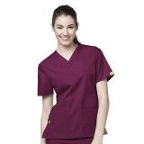 6016 WonderWink Origins Bravo – Haut d’uniforme avec encolure en V - Wine