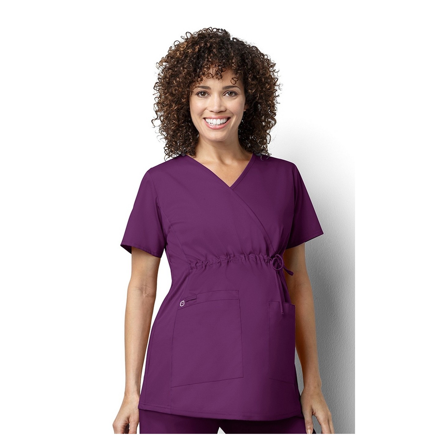 145 WonderWORK Maternity Mock Wrap Scrub Tops