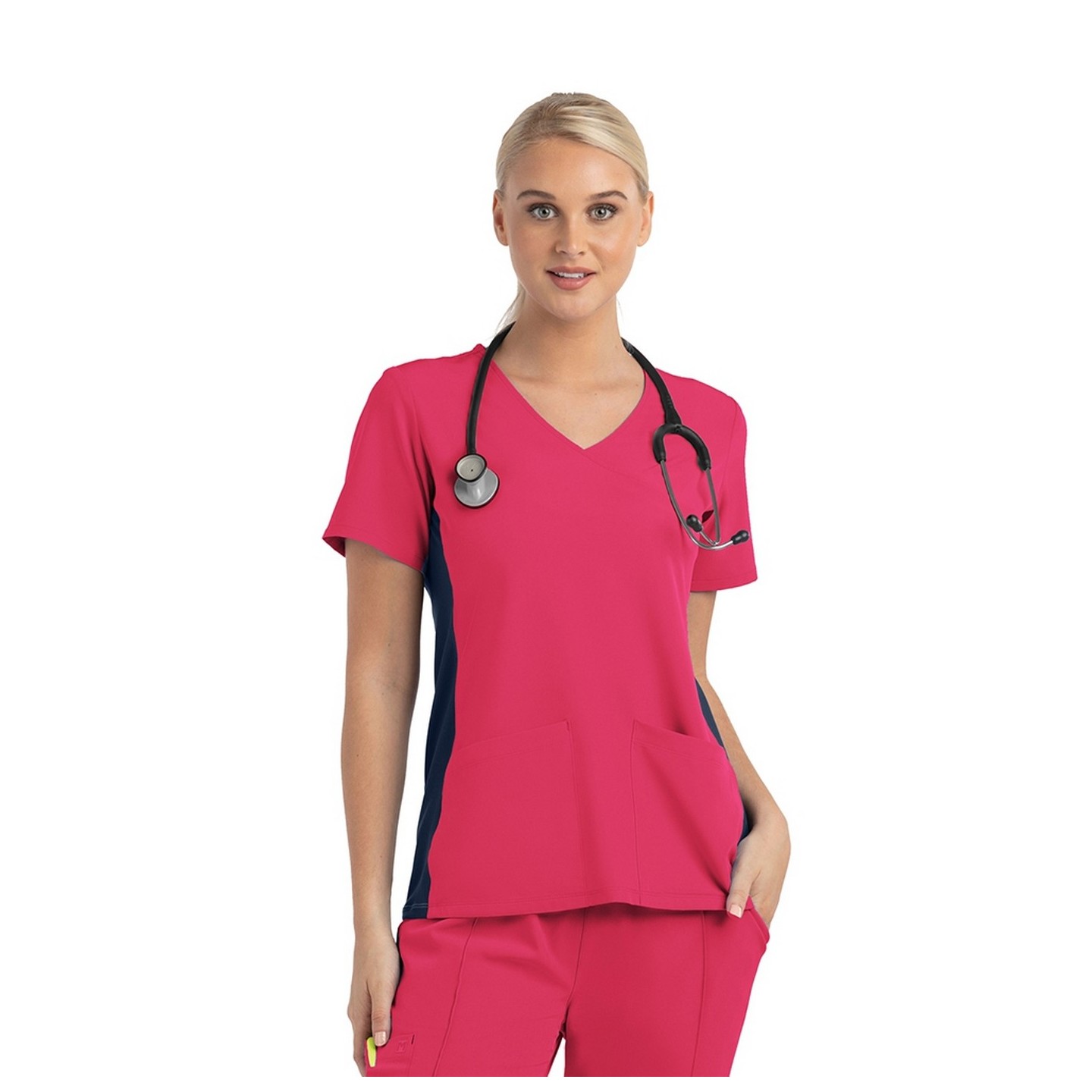 4520 [Matrix Impulse] Women's Knitted Panel Mock Wrap Top