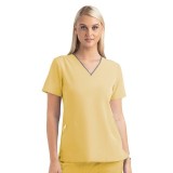 4510 [Matrix Impulse] Haut à col en V courbé contrasté pour femme