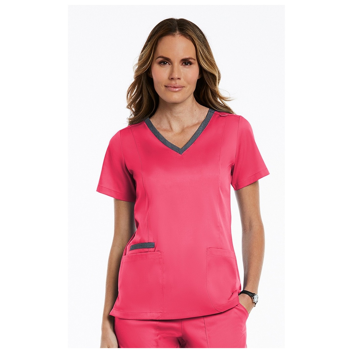 3502 Matrix Both Side Contrast V-Neck Top - Maevn