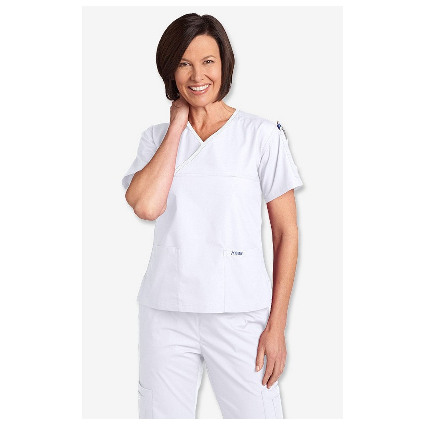 Criss Cross Scrub Top par MOBB - White/White (WH-WH)