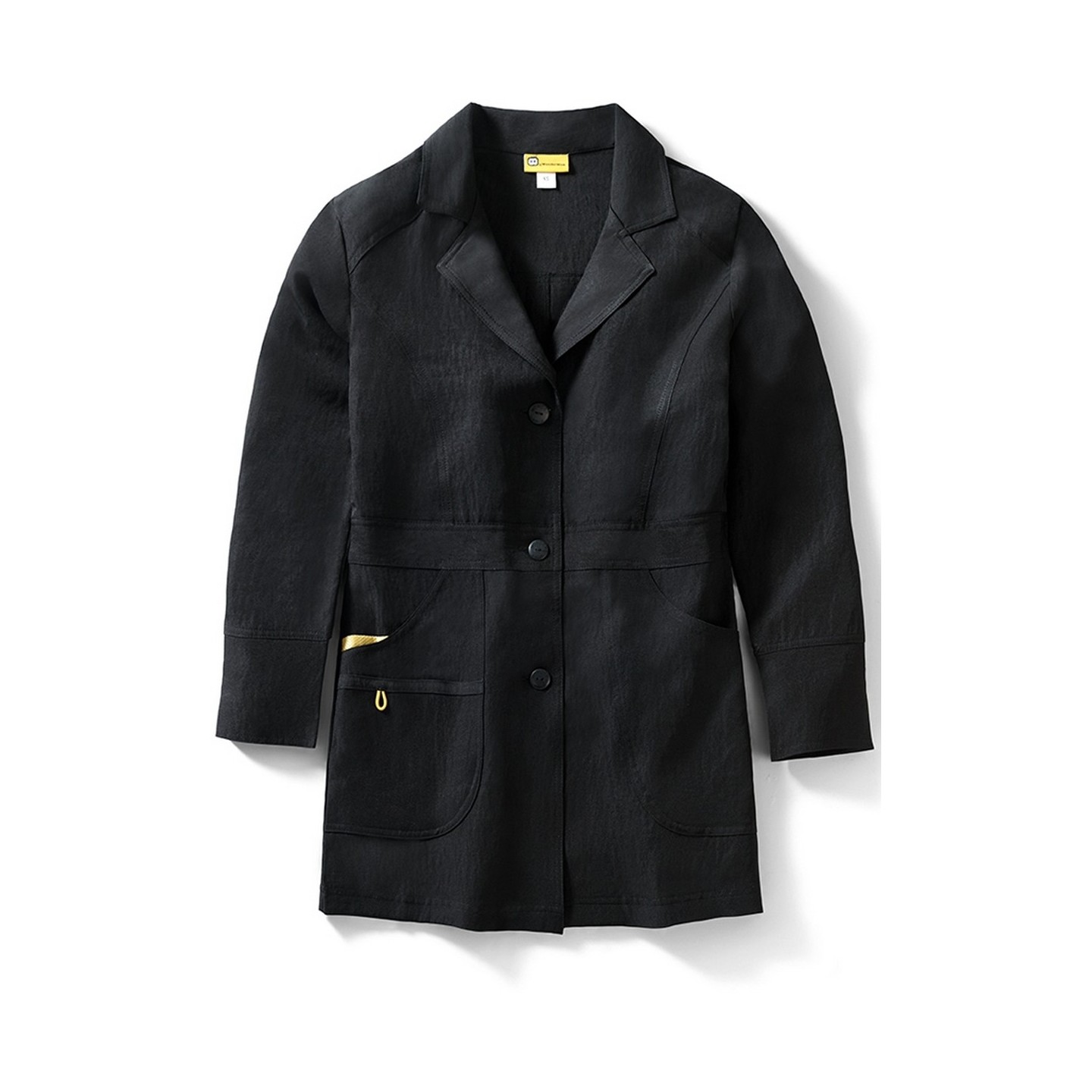 7004 WonderWink Four-Stretch 32 Inch Three Button Lab Coats - Black