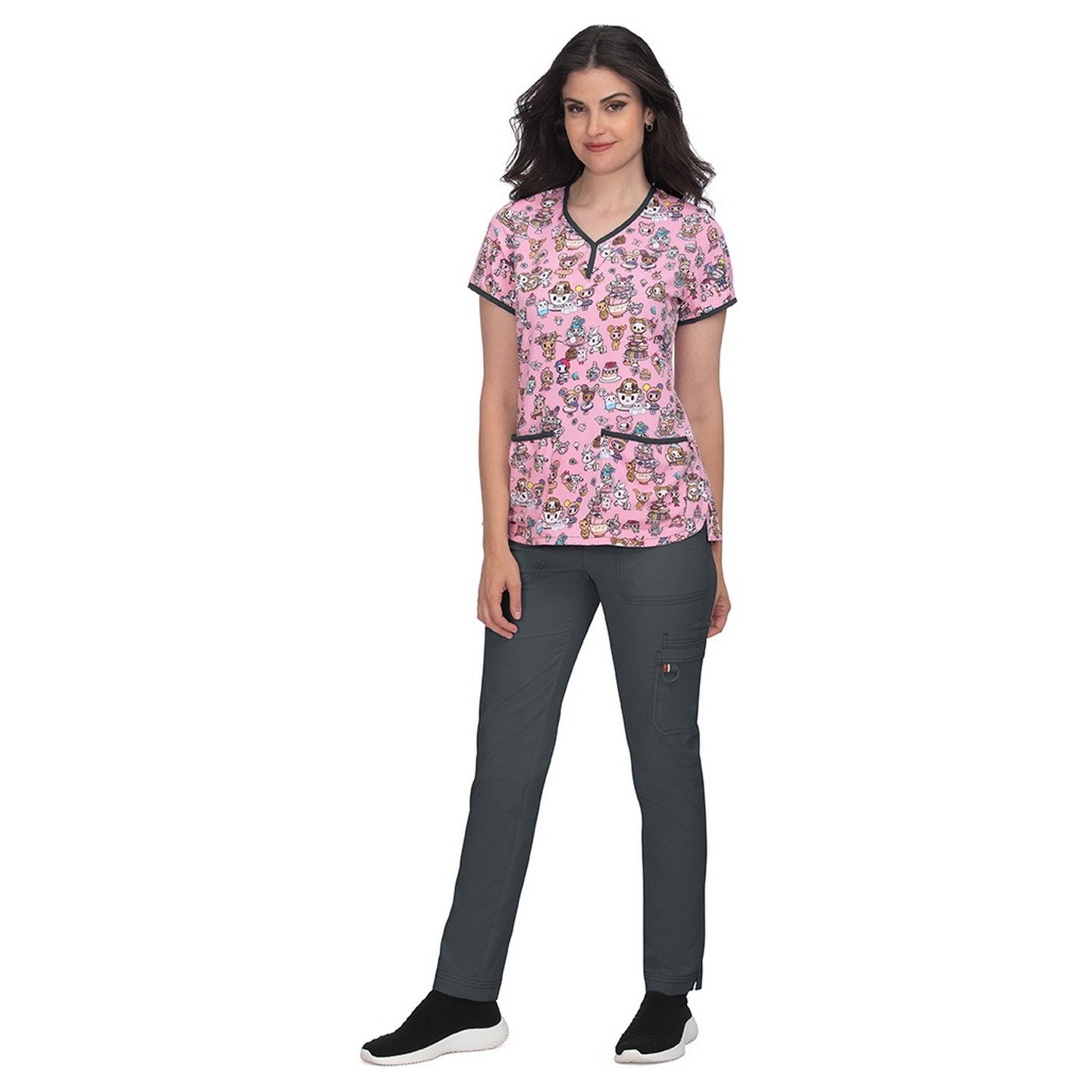 1017TKD Koi Tokidoki Eve Y-Neck Print Scrub Top - Kawaii Confections