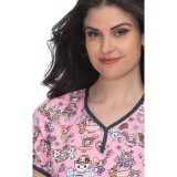1017TKD Koi Tokidoki Eve Y-Neck Print Scrub Top - Kawaii Confections