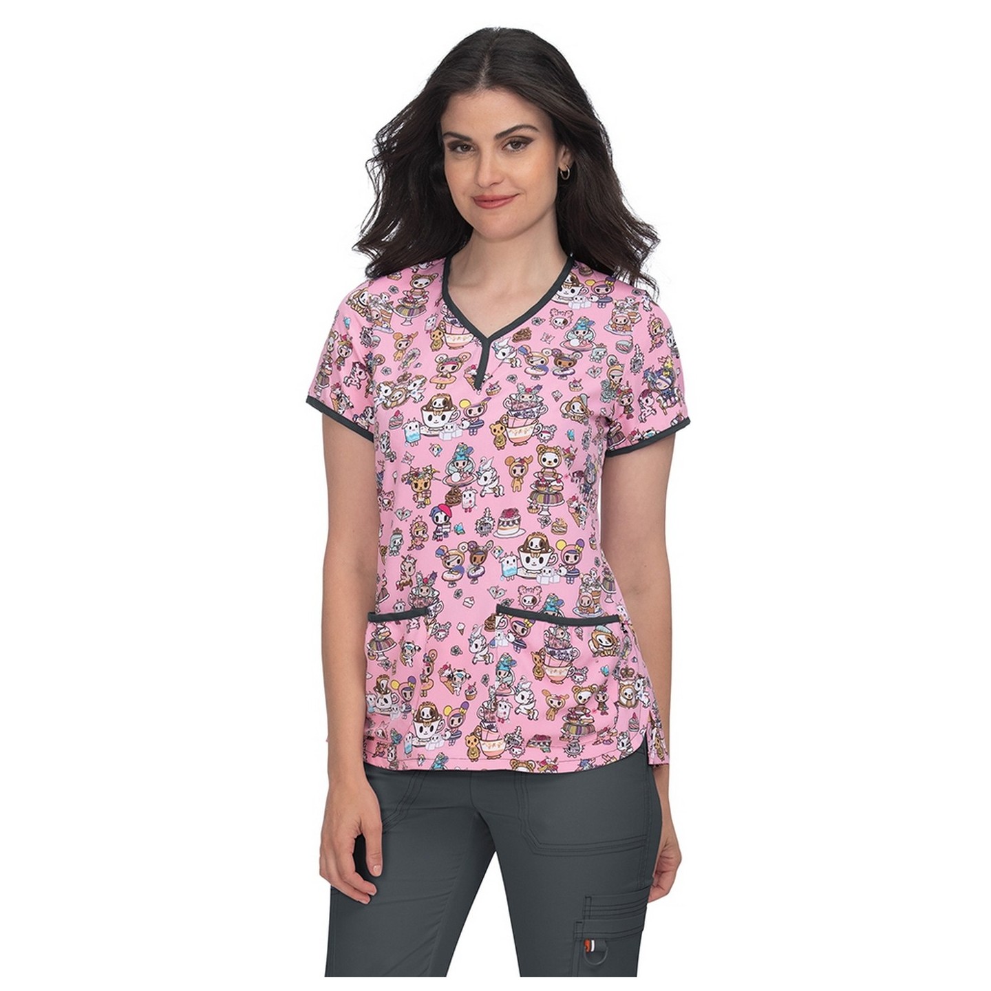 1017TKD Koi Tokidoki Eve Y-Neck Print Scrub Top - Kawaii Confections