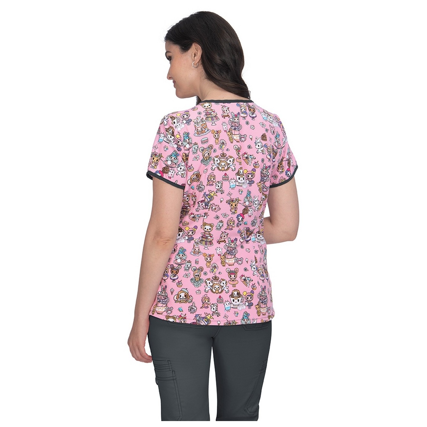 1017TKD Koi Tokidoki Eve Y-Neck Print Scrub Top - Kawaii Confections