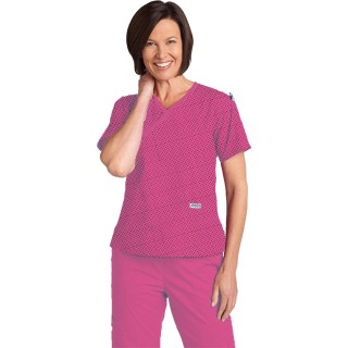 *FINAL SALE DUSTY ROSE POLKA DOT 323T Criss Cross Scrub Top by MOBB