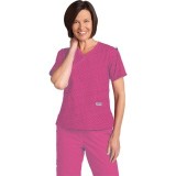 *FINAL SALE DUSTY ROSE POLKA DOT 323T Criss Cross Scrub Top by MOBB