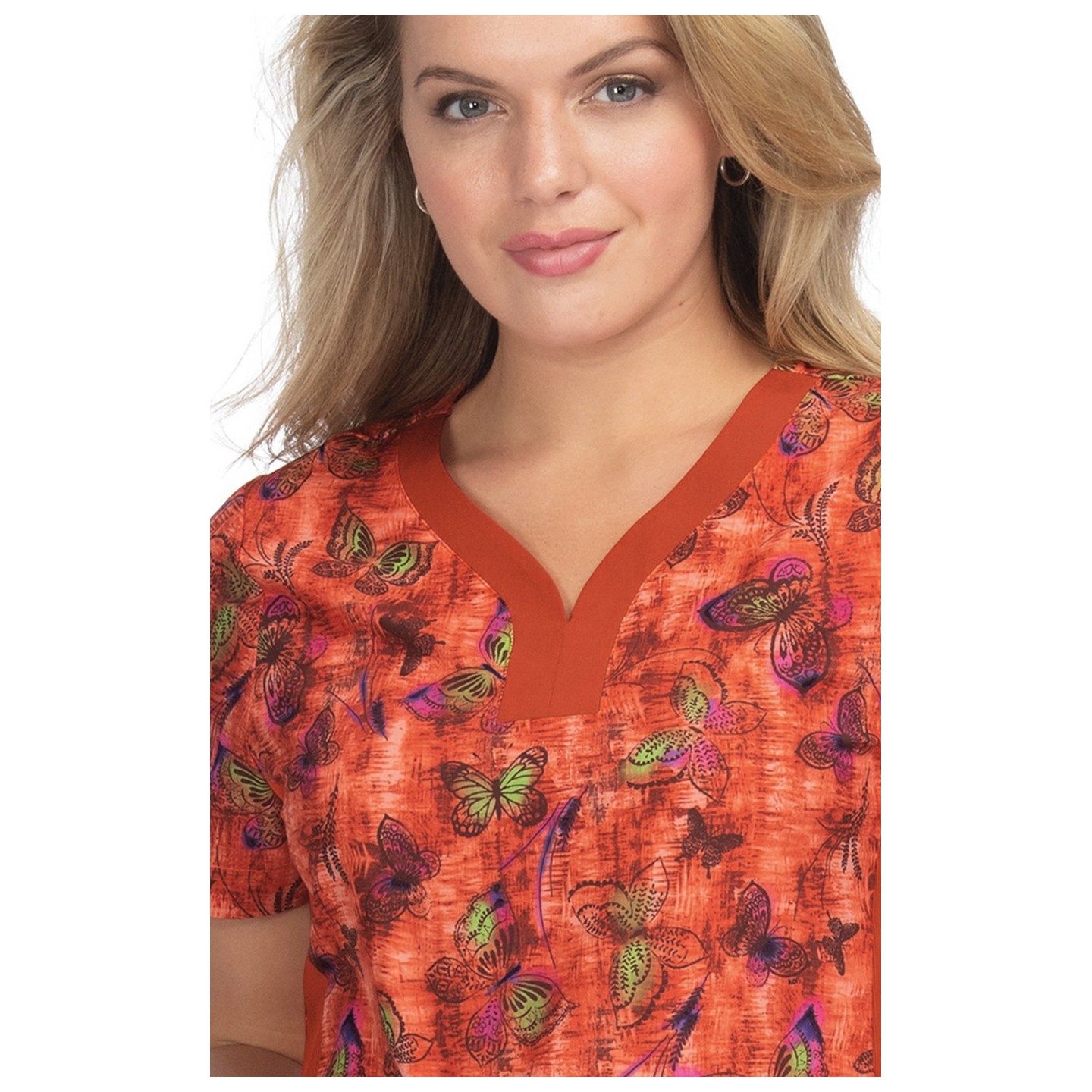 1066PR Planet koi Aurora Stretch Print Scrub Top