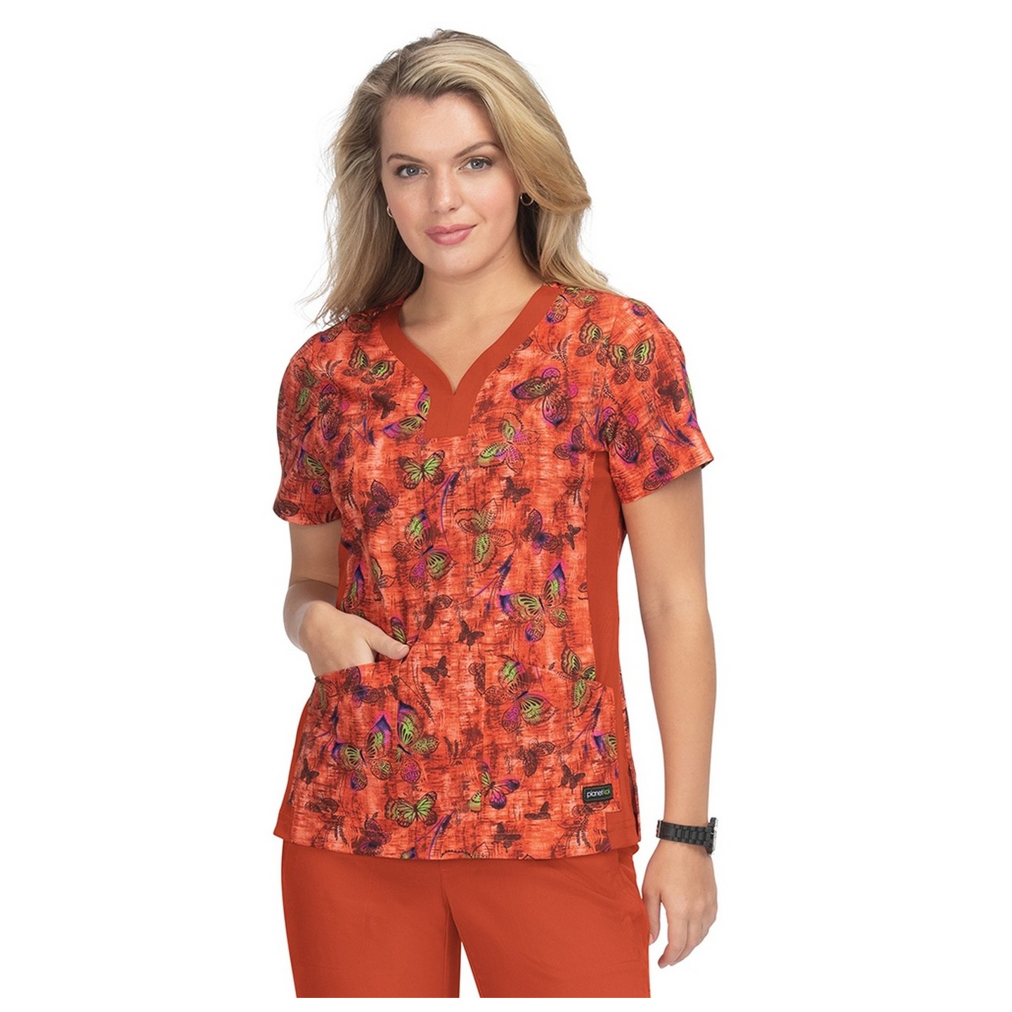 1066PR Planet koi Aurora Stretch Print Scrub Top