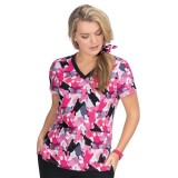 F101PR French Bull by koi Doll V-Neck Print Scrub Top - Delight White