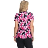 F101PR French Bull by koi Doll V-Neck Print Scrub Top - Delight White