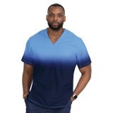 670PR koi Lite Soul Men's Ombré Print Scrub Top