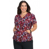 F101PR French Bull by koi Doll V-Neck Print Scrub Top - Twist