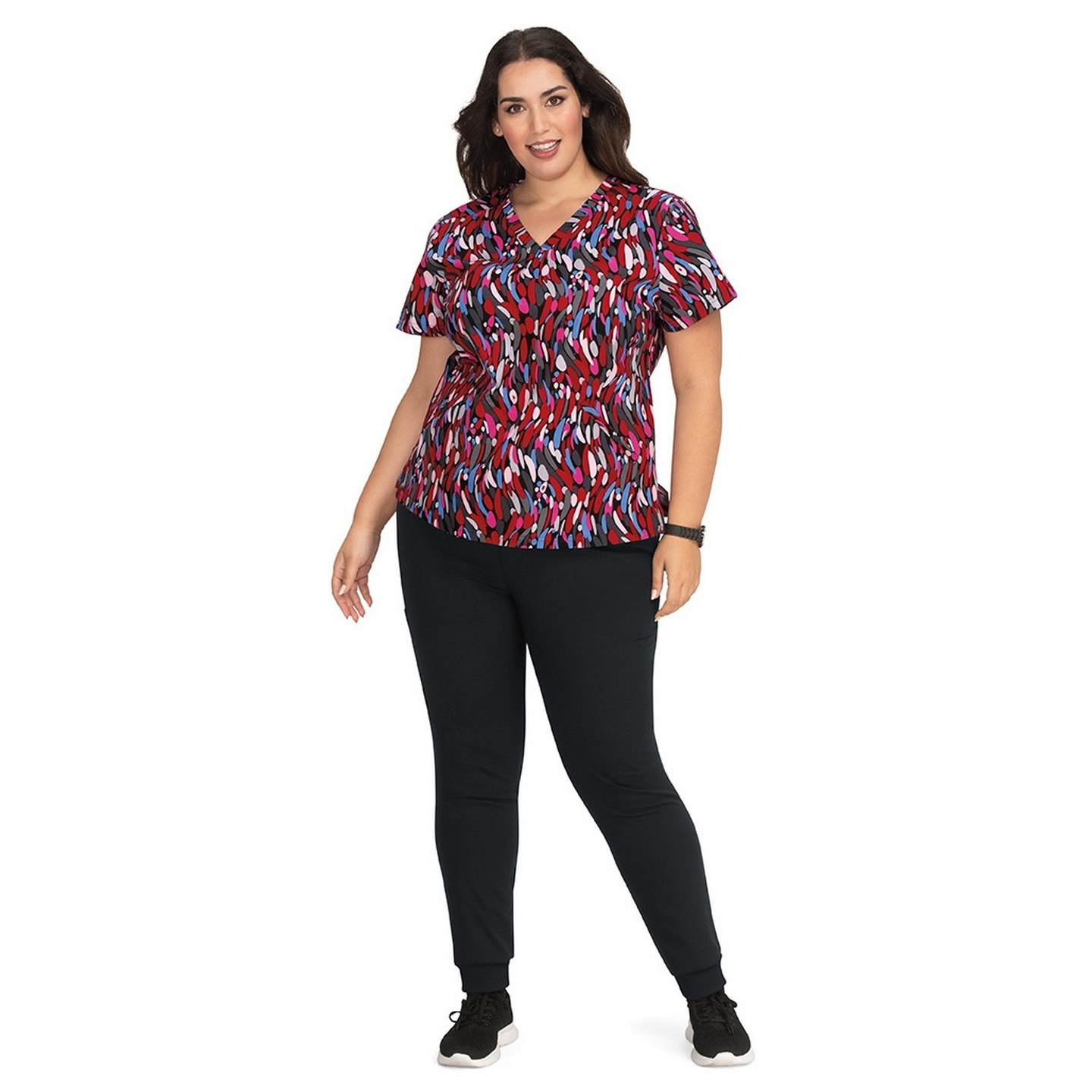 F101PR French Bull by koi Doll V-Neck Print Scrub Top - Twist