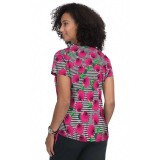 F101PR French Bull by koi Doll V-Neck Print Scrub Top - Houndstooth Rose