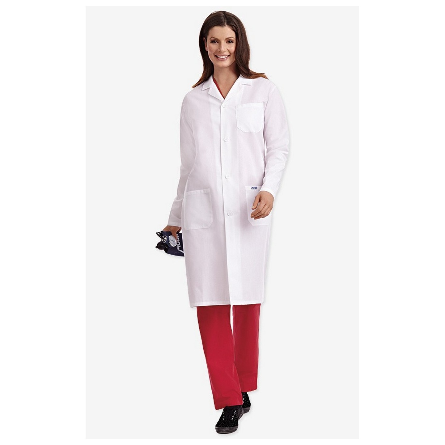 L406 Manteau de laboratoire unisexe long avec bouton en avant - Voir des femmes