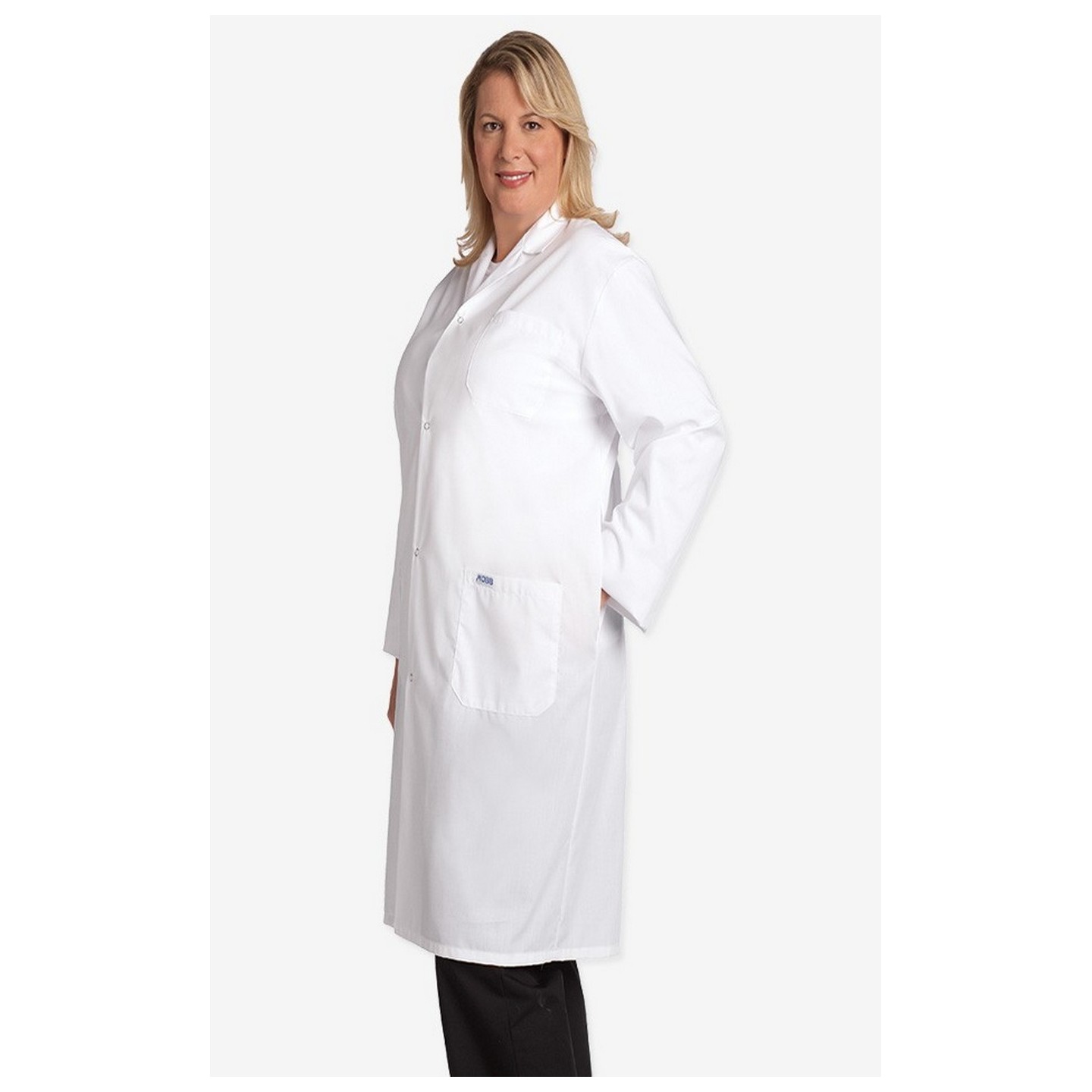 L407 Manteau de laboratoire unisexe long avec fermoir en *Snap* en avant - Voir des femmes