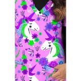 1440PK – FANCY UNICORN Print Scrub Top - Soft Stretch Zinnia Fabric by Greentown