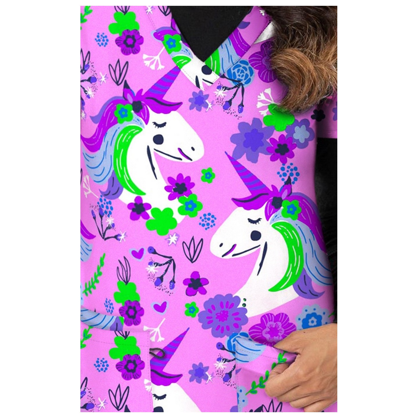 1440PK – FANCY UNICORN Print Scrub Top - Soft Stretch Zinnia Fabric by Greentown