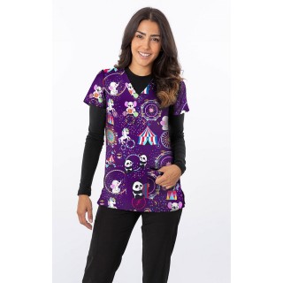 1465PL - Haut à imprimé BIG CIRCUS PURPLE - Tissu doux et extensible Zinnia par Greentown